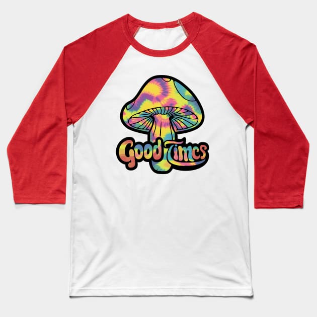 "Glowing Tie-Dye Magic Mushroom"- Retro Cute Hipster Shrooms Baseball T-Shirt by stickercuffs